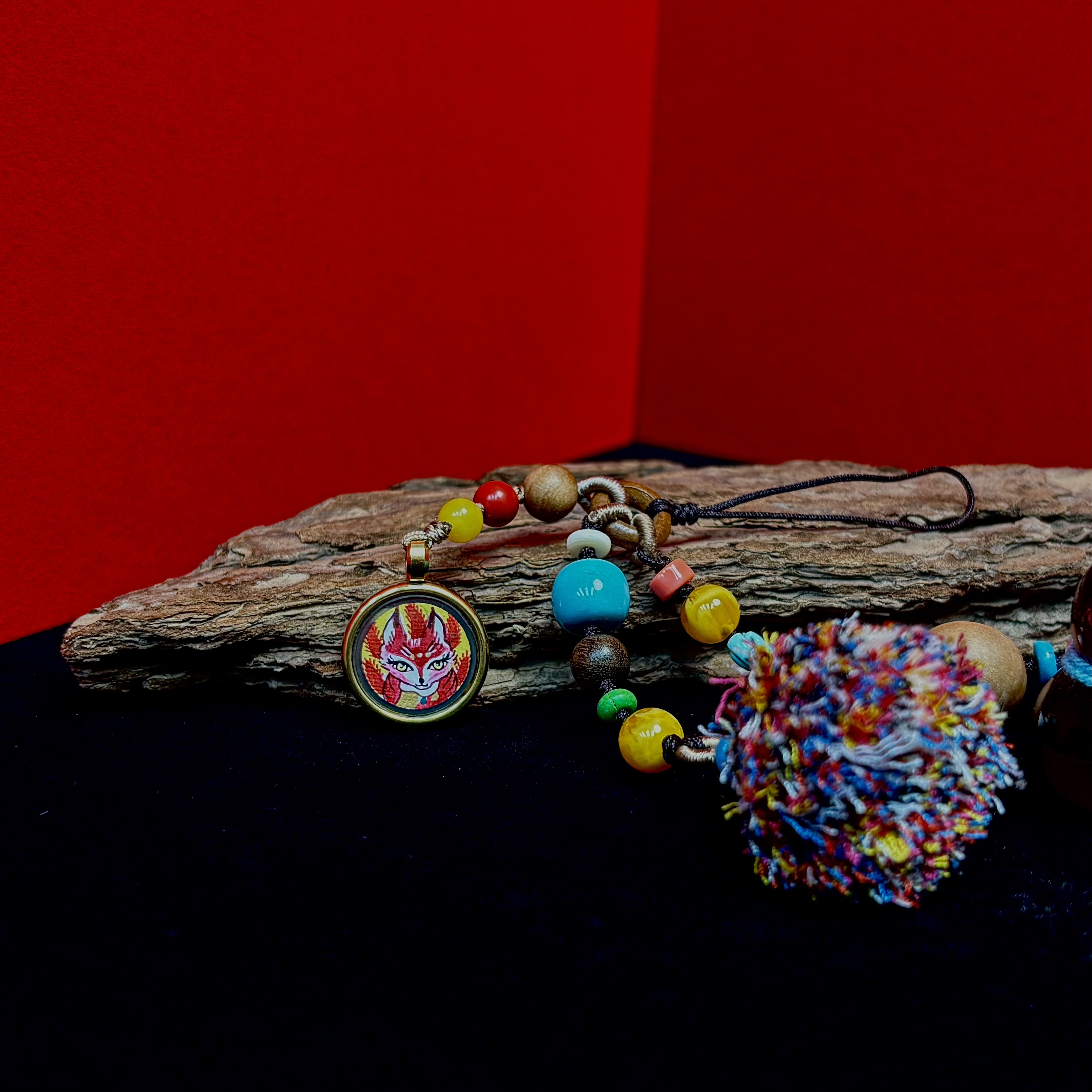 【唐卡】NB-069纯手绘热贡唐卡随身吊坠车挂手机挂火狐小圆卡