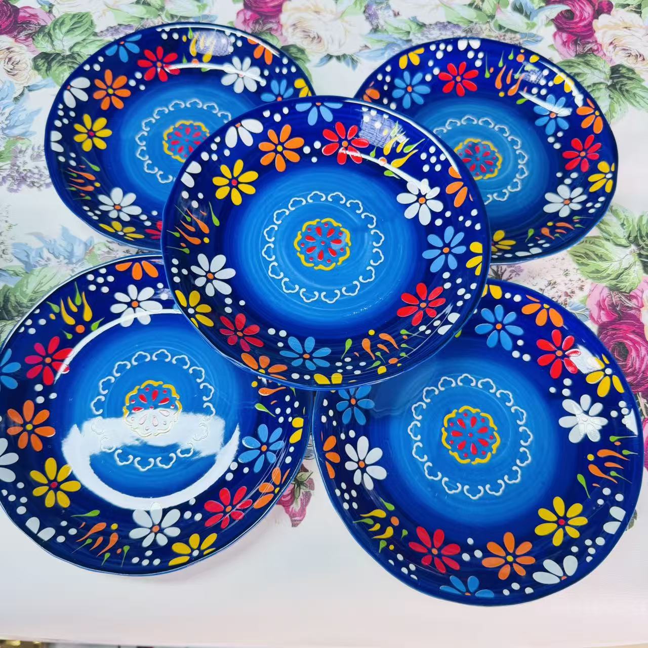 【新疆包邮】kok gulluk banxir tahsa  篮贵夫人饺子盘 6个