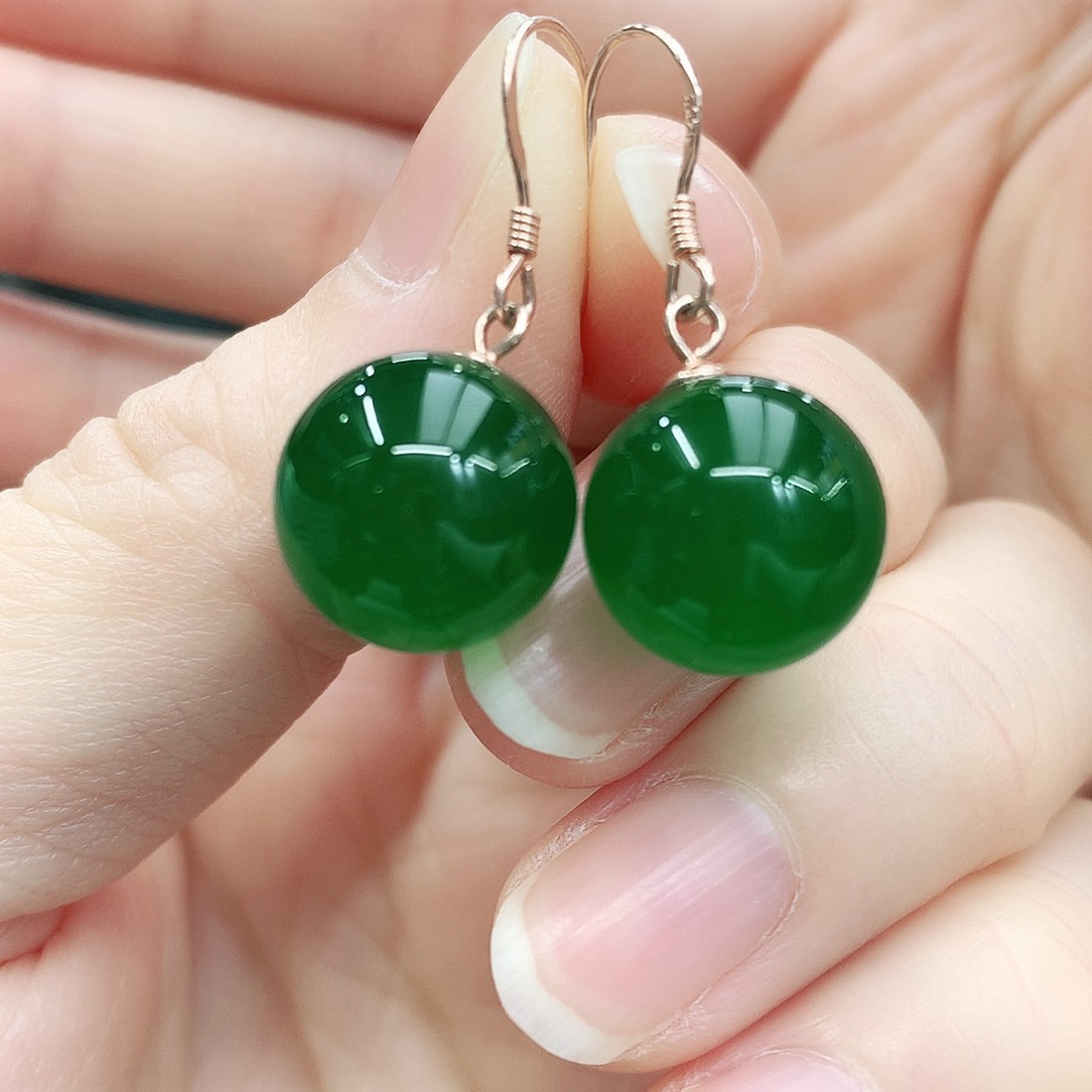 银S925镶嵌耳钉玛瑙/玉髓