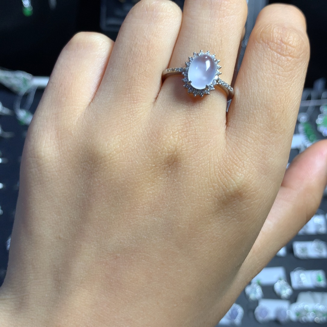 翡翠银S925镶嵌耳饰戒指