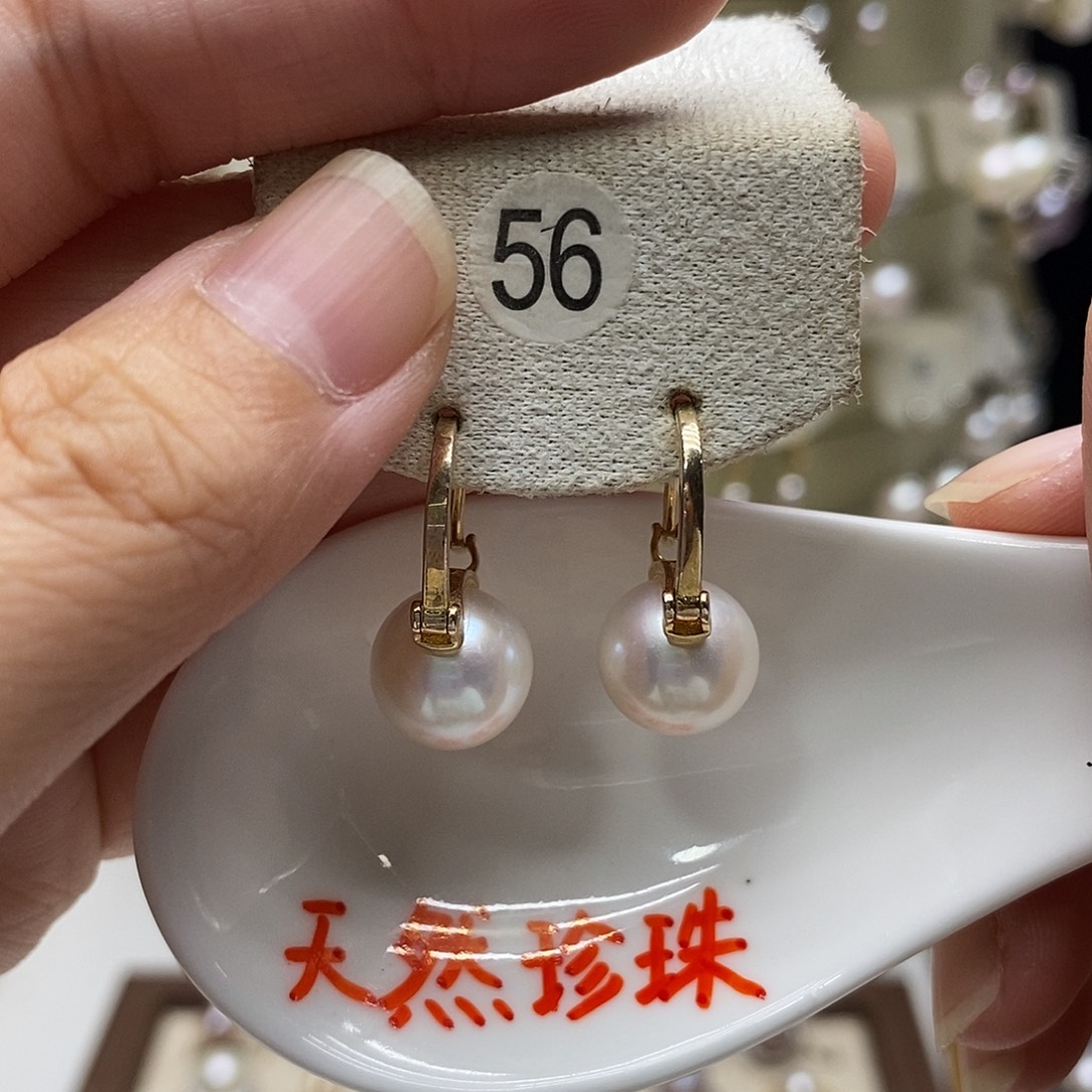 银S925镀金镶嵌耳饰淡水珍珠