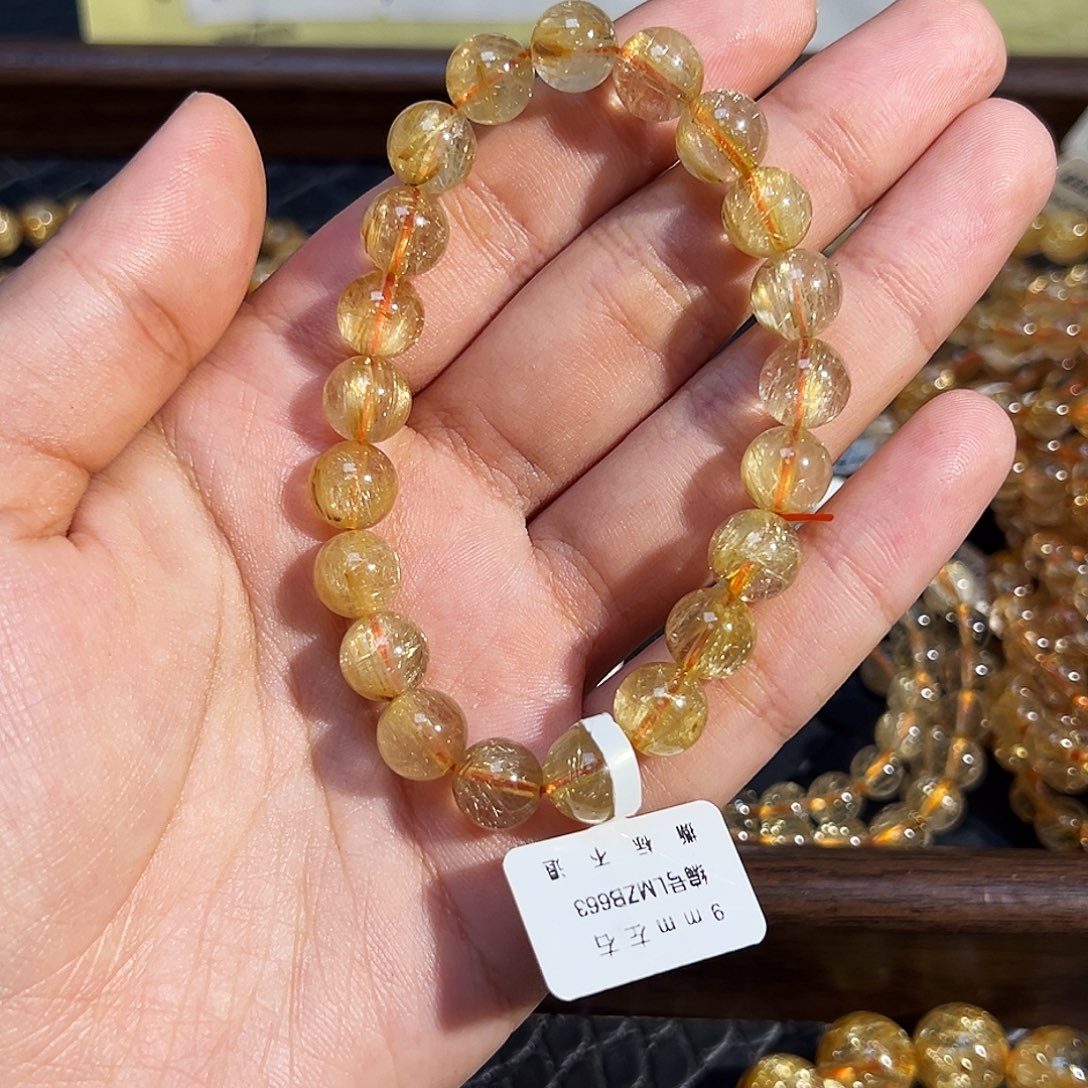 水晶手串未镶嵌天然金发晶