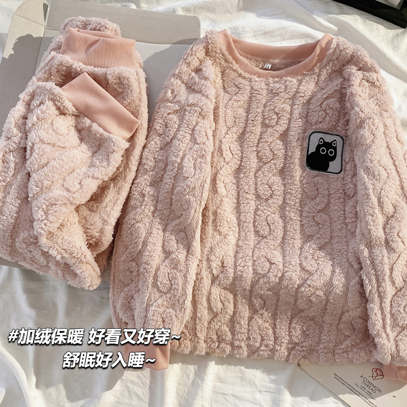 女童睡衣秋冬季珊瑚绒加绒加厚2025新款儿童宝宝法兰绒家居服套装
