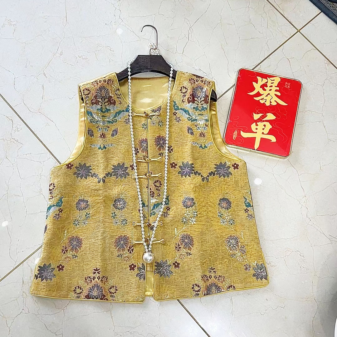 大聪新中式秋季新款贵气复古马夹胖妹妹宽松时尚200斤坎肩288-18