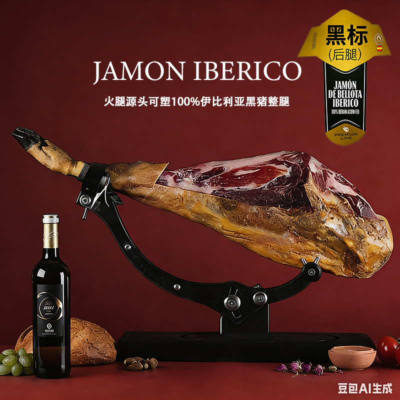 【黑标整腿后腿】西班牙伊比利亚火腿黑蹄猪橡果级后腿即食13-16斤