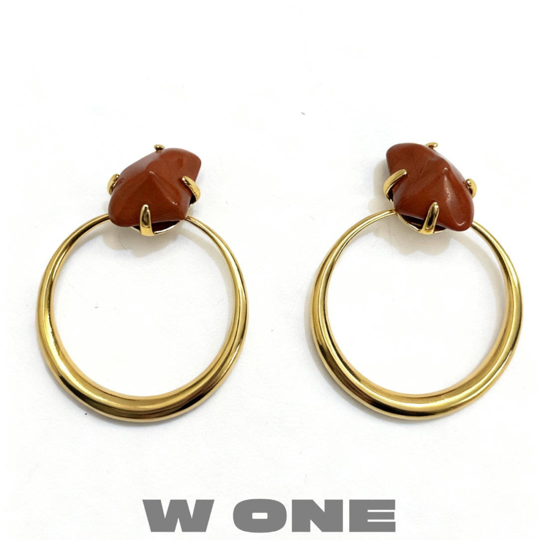 铜合金莫桑石耳饰 【W ONE】【圣诞系列】小众设计感树林镶嵌红石耳夹
