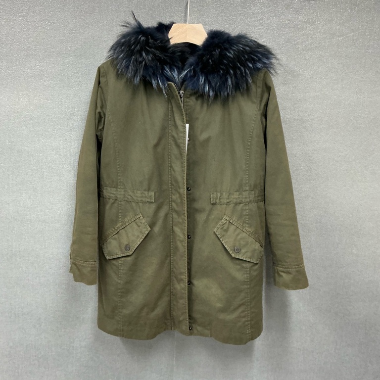 90新 maje Maxmara weekend可拆卸皮草派克服外套 34码/3505