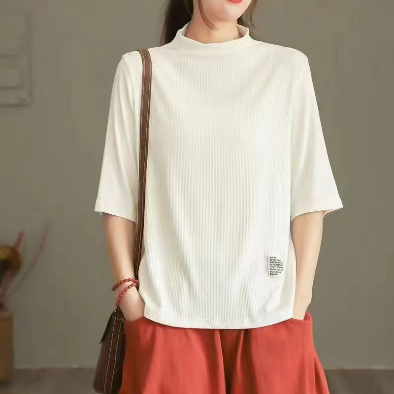 春秋款宽松打底衫北大五分袖休闲上衣17032