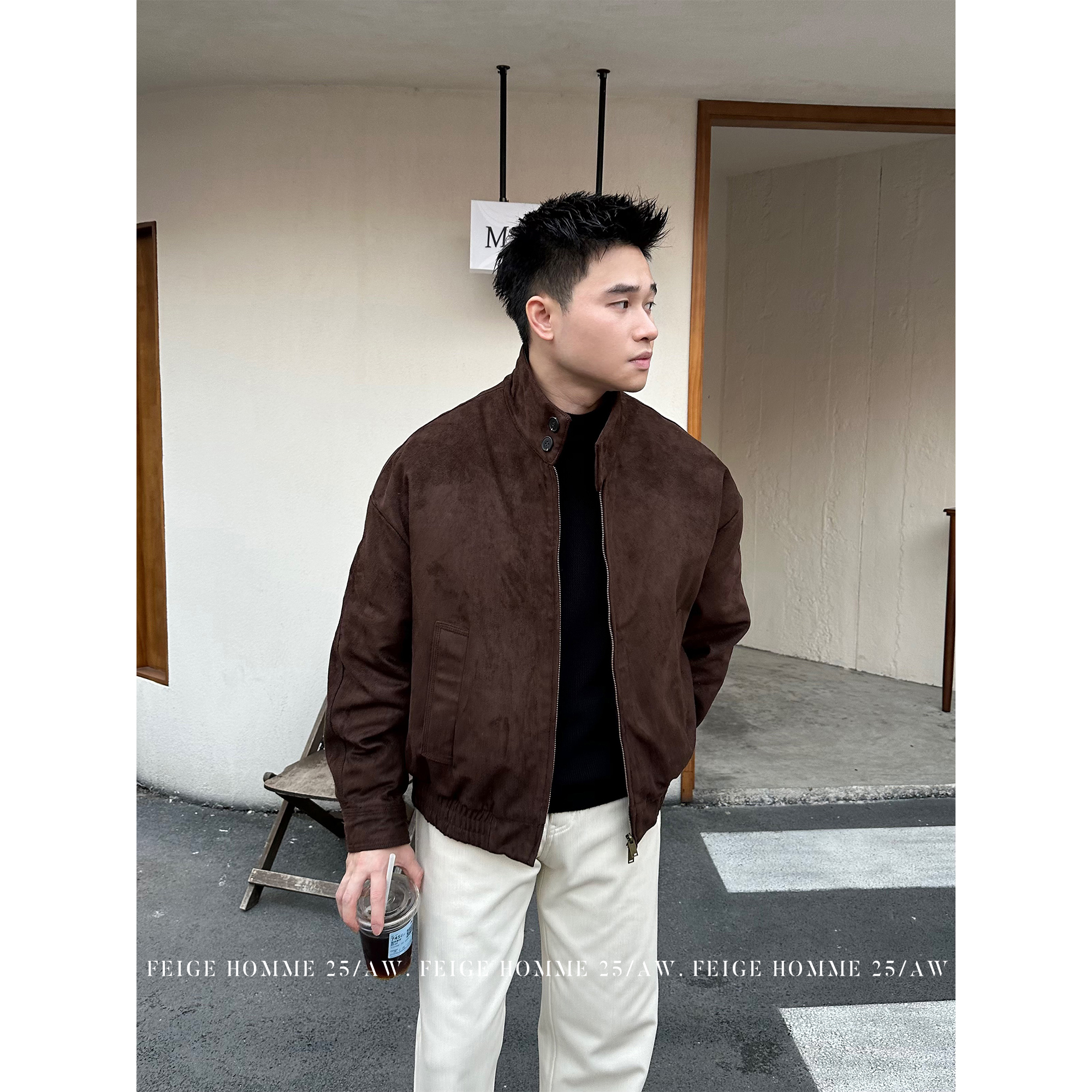 冬季系列/『立领麂皮绒』90白鸭绒哈灵顿夹克羽绒服#988