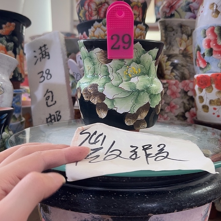 景德镇幸运花盆手绘韩式花盆