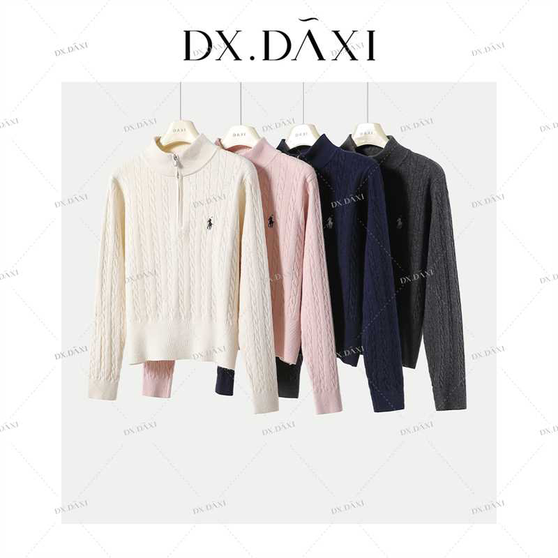 DX.DAXI【自由新贵】轻奢高级感绞花小刺绣开衫毛衣韩版立领针织衫