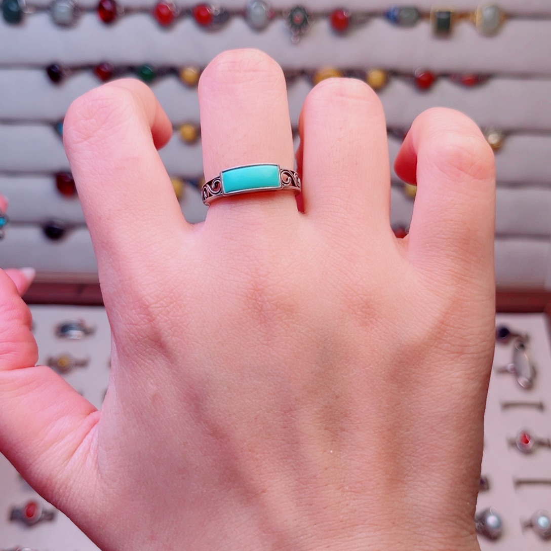 F***警足银大理石纯银戒指