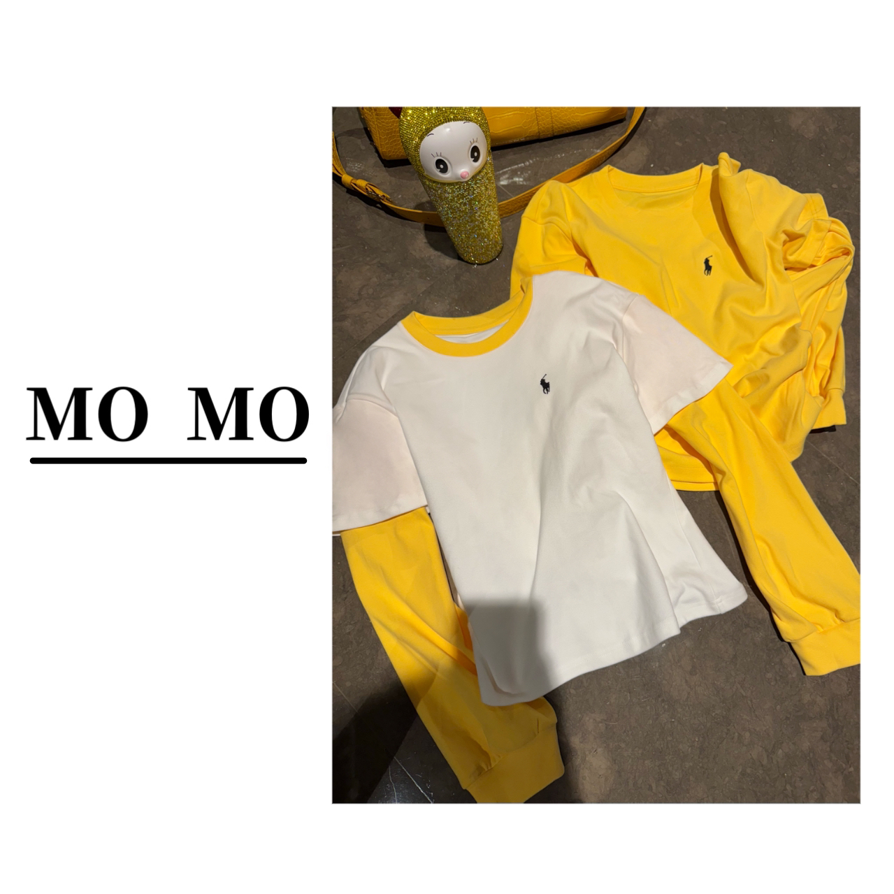 MOMO【德绒假两件T恤】2025新款百搭保暖设计感小马标内搭长袖女