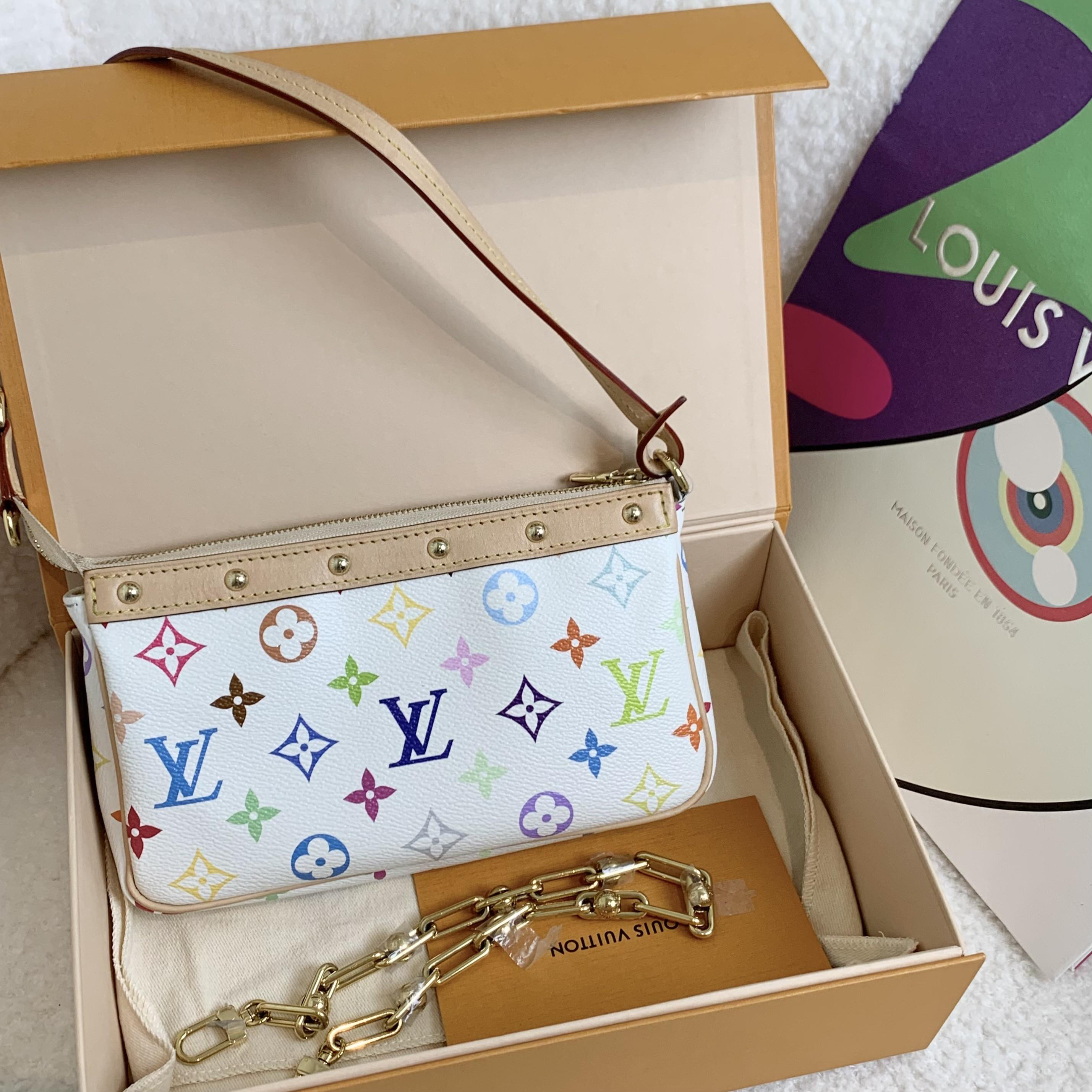 99新 LouisVuitton/路易威登 壹臻/村上隆白三彩麻将包37091494