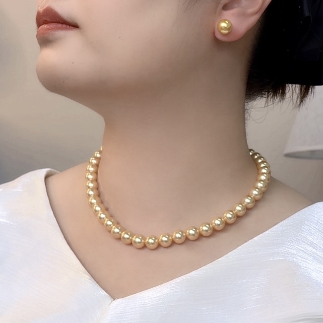 8-12MM 金皓月全珠链 百搭  高级金时尚