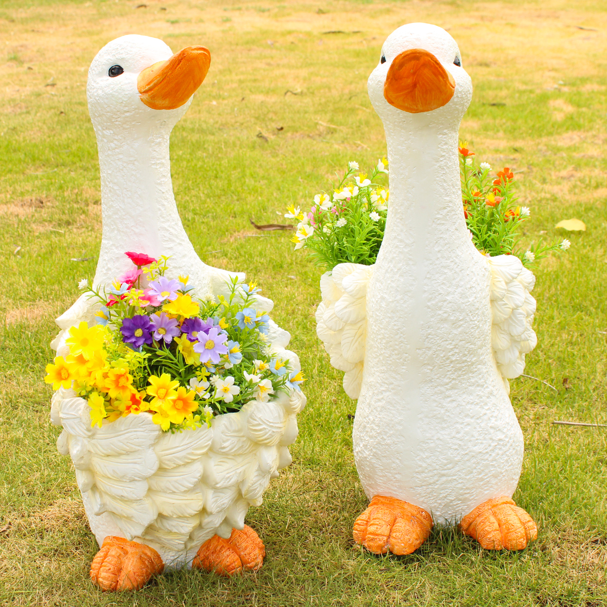 花园装饰动物摆件多肉盆栽花盆创意氧化镁鸭子花缸户外庭院布置