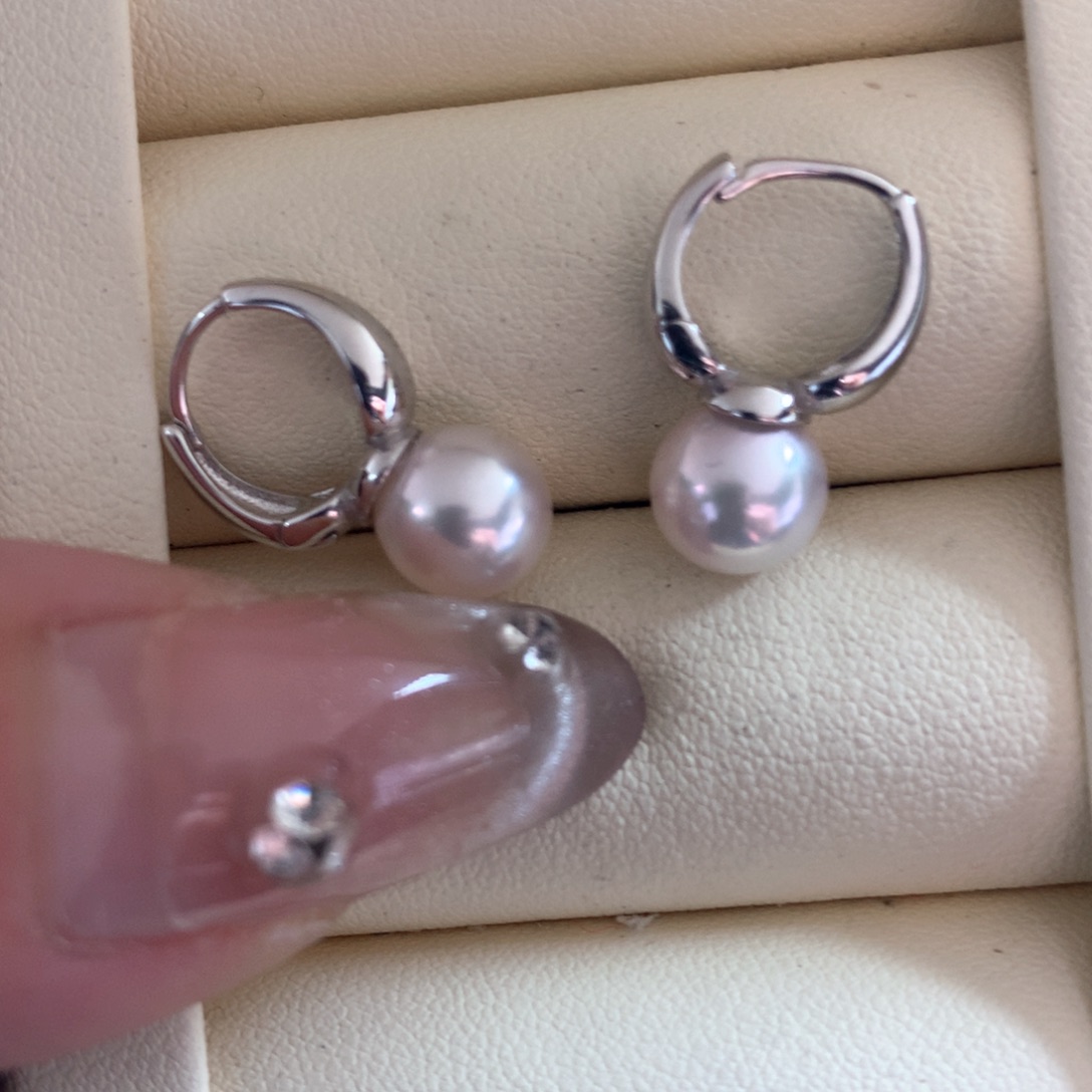 海水珍珠耳饰银S925镶嵌