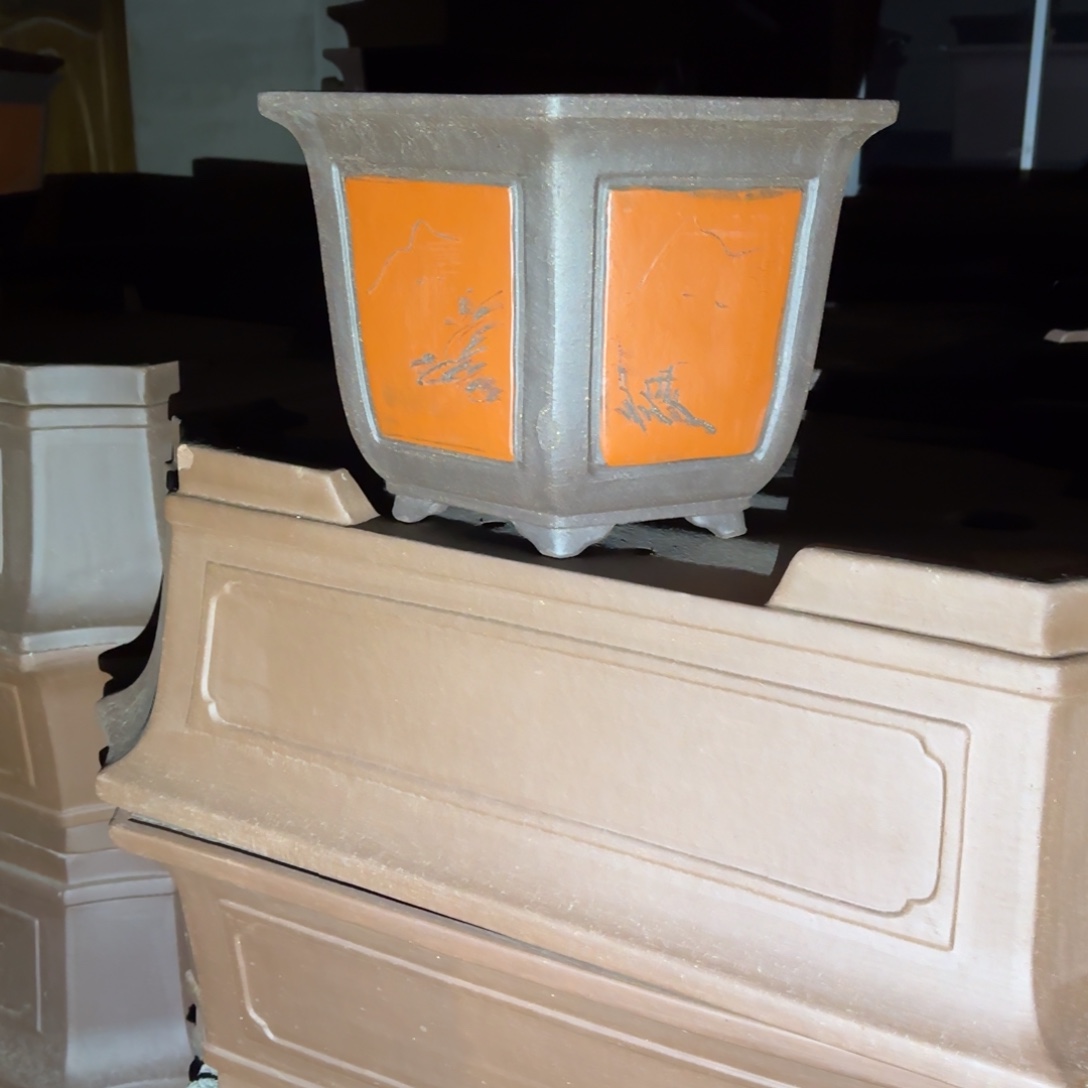 黄***华紫砂花盆宜兴紫砂花盆六方50乘45乘33