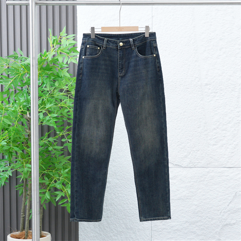 复古水洗牛仔男士秋季棉混纺直筒百搭裤子男款ZJ348-6129