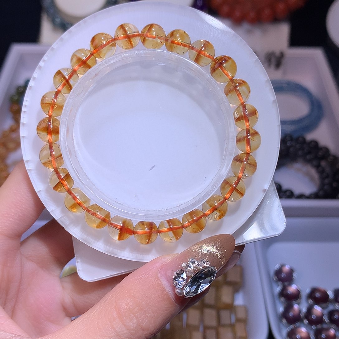 水晶手串未镶嵌黄塔晶7mm