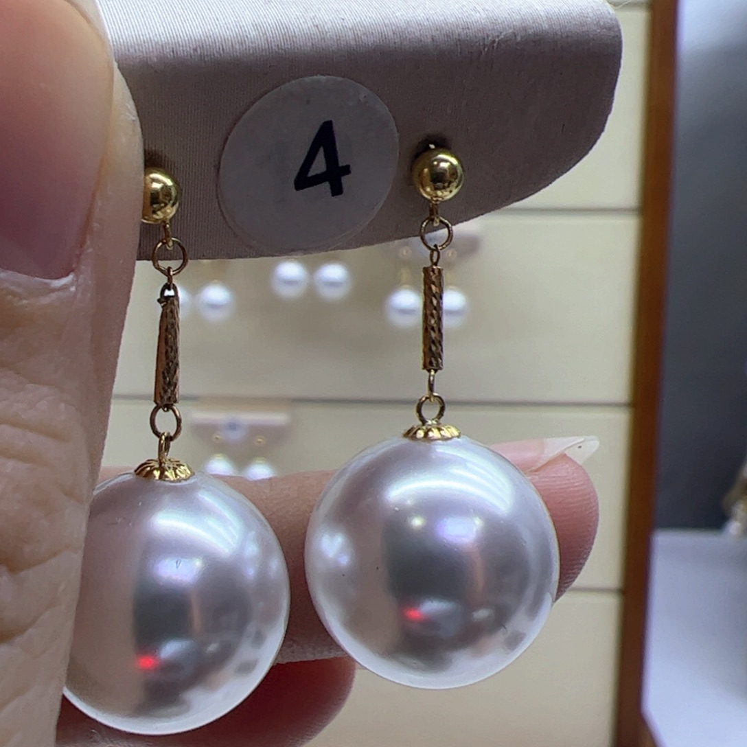 淡水珍珠耳饰18K金镶嵌