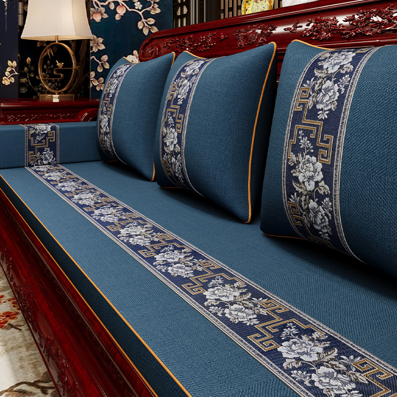 定制新中式沙发垫防滑红木沙发坐垫高密度罗汉床实木海绵乳胶棕垫