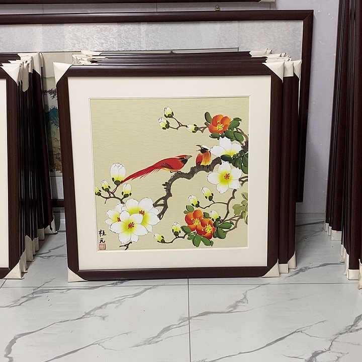 国画手绘作品带框发货