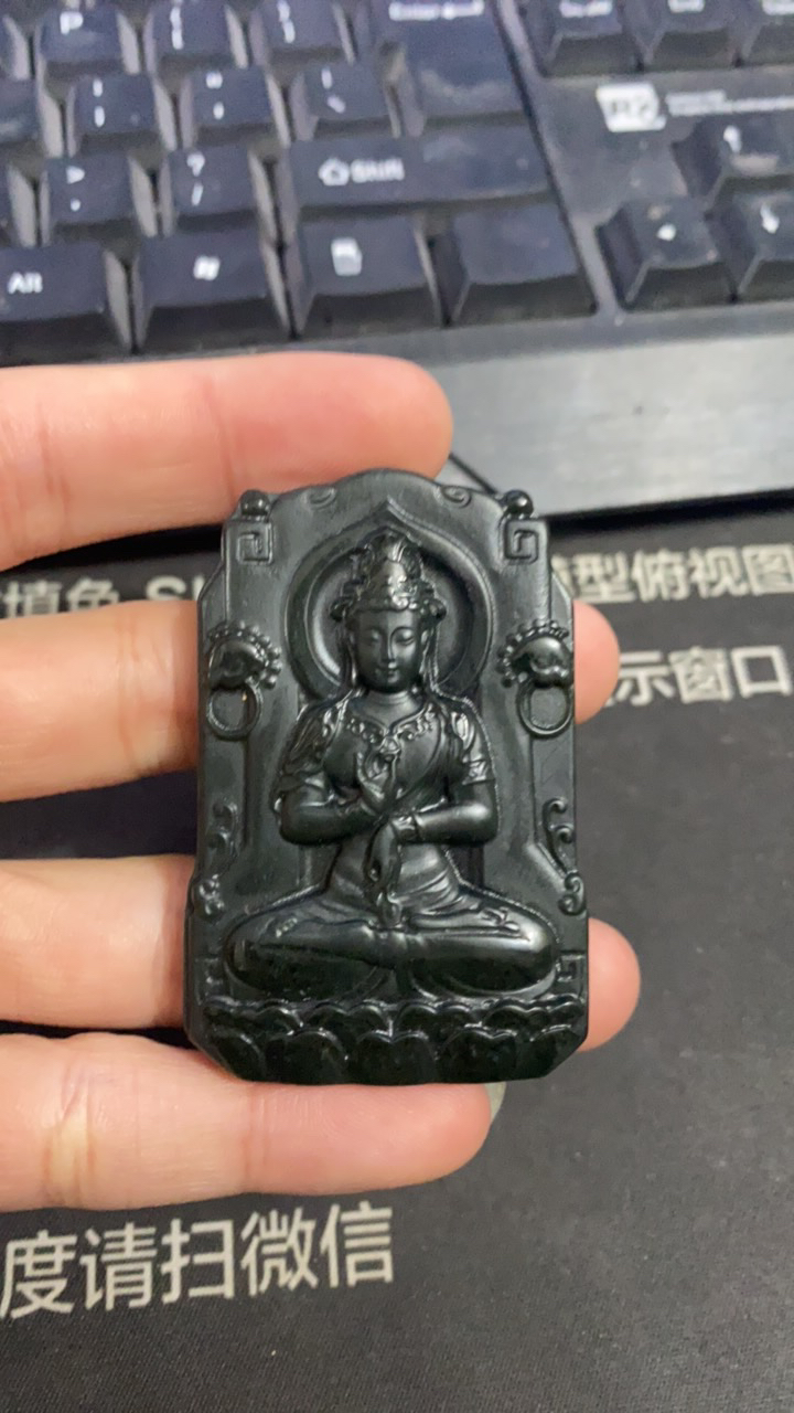 和田玉青玉观音。