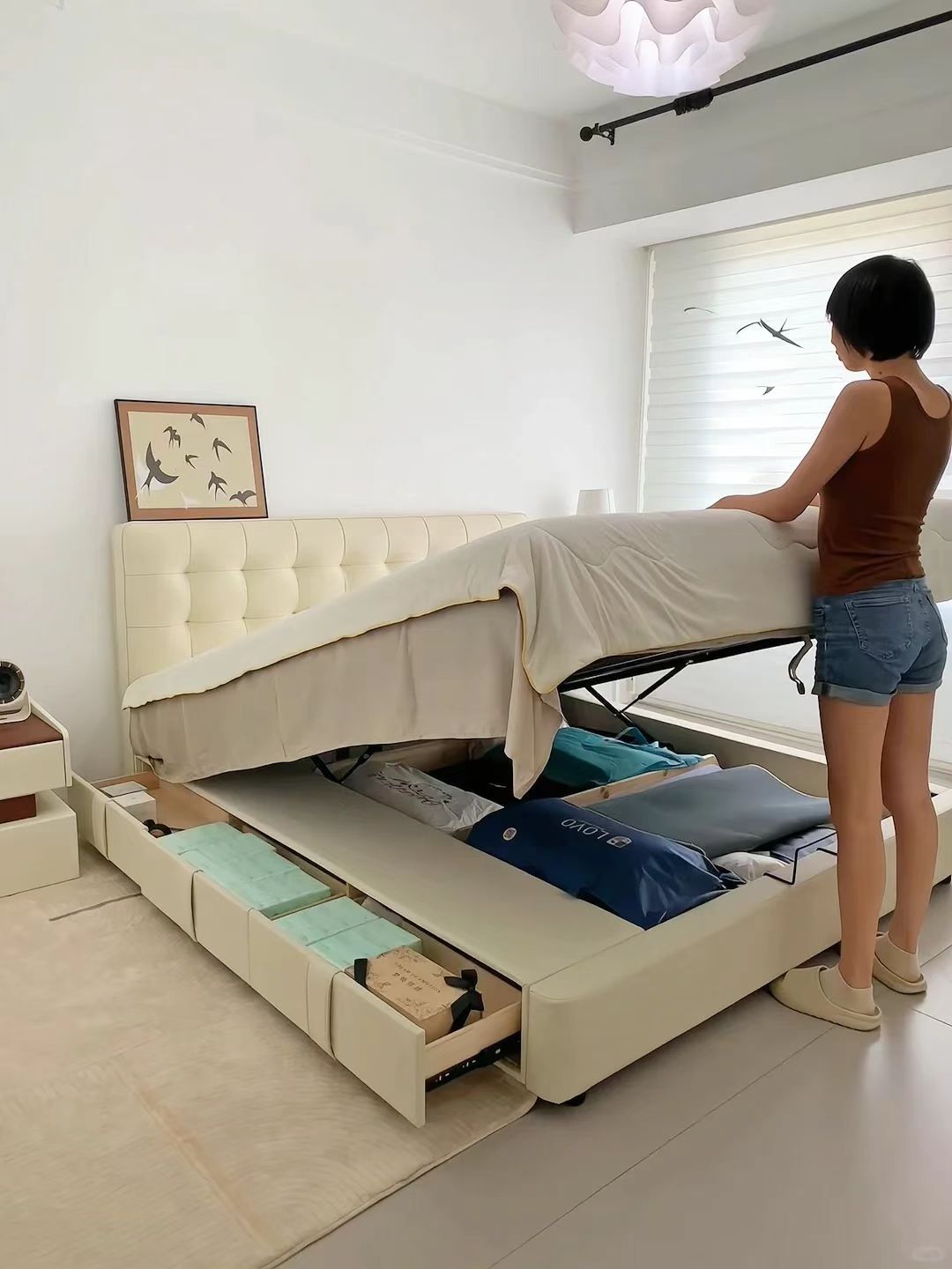 双人床升级配置ViP链接高箱储物