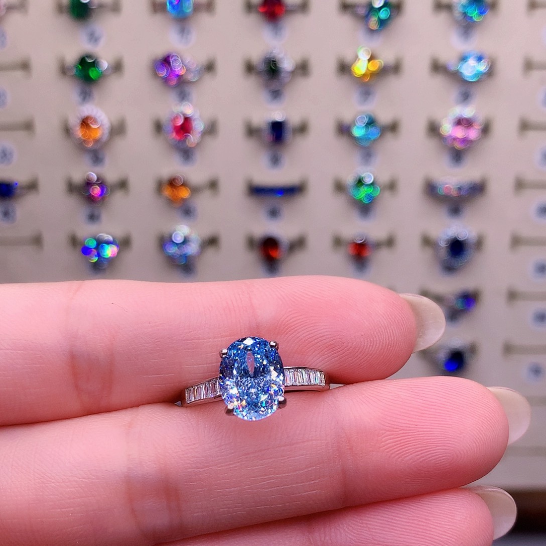 海蓝宝石银S925镶嵌戒圈