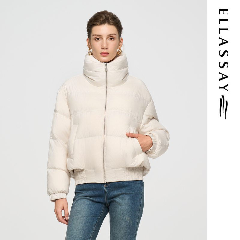 ELLASSAY歌力思2025冬季新款短款立领鹅绒女E364L01100