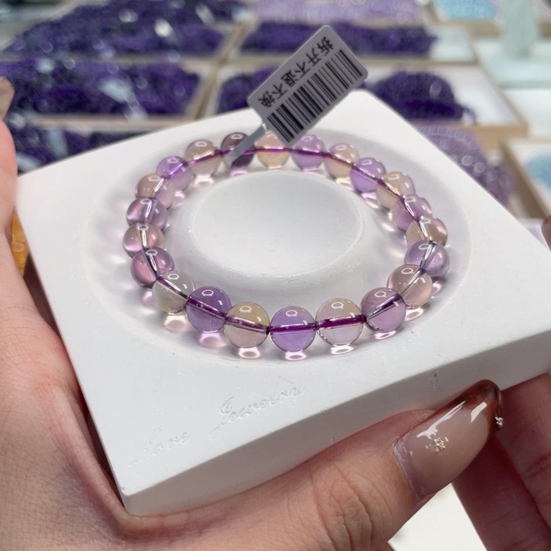 未镶嵌手链水晶8mm玻利维亚紫黄晶