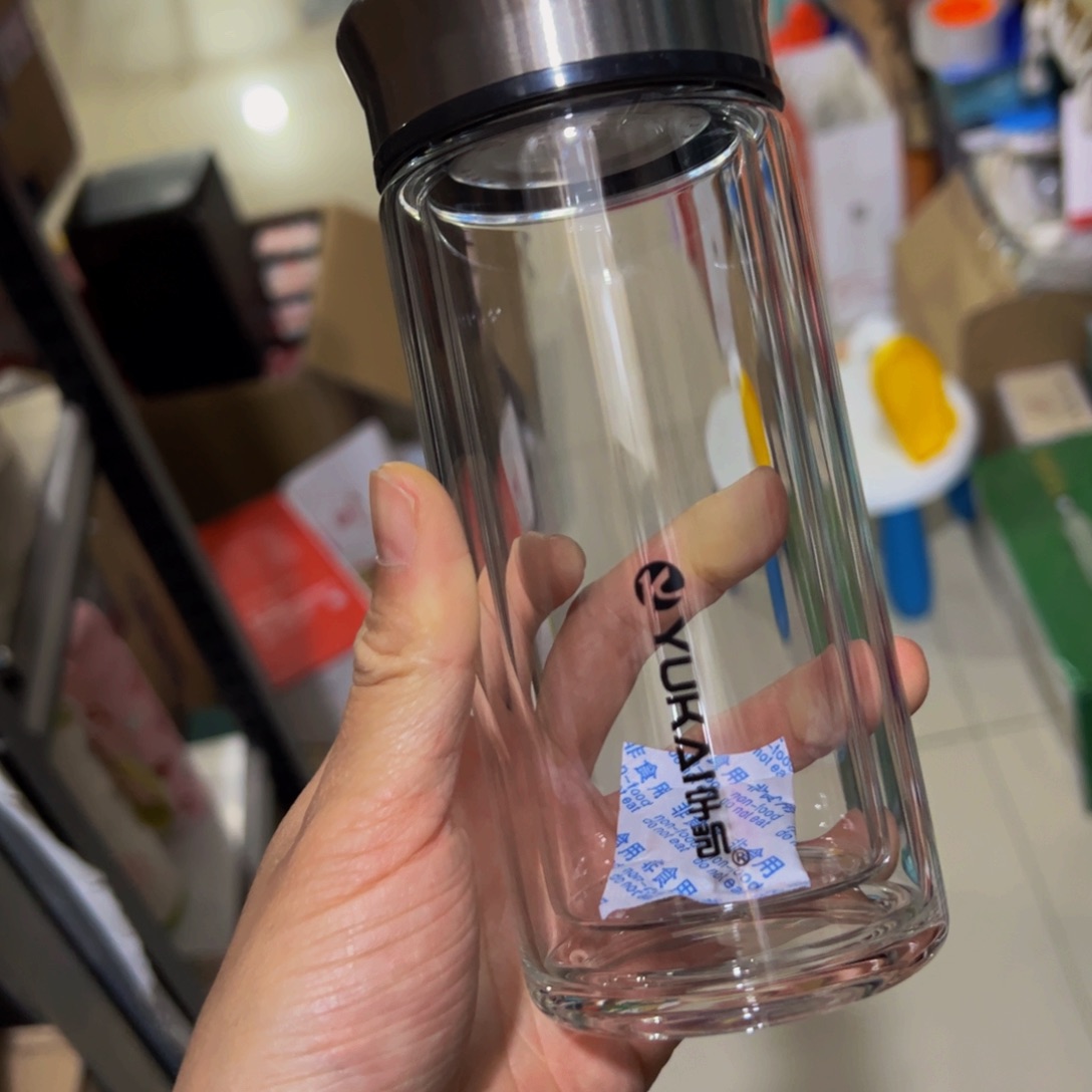 宇剀双层玻璃杯265本色微瑕玻璃杯