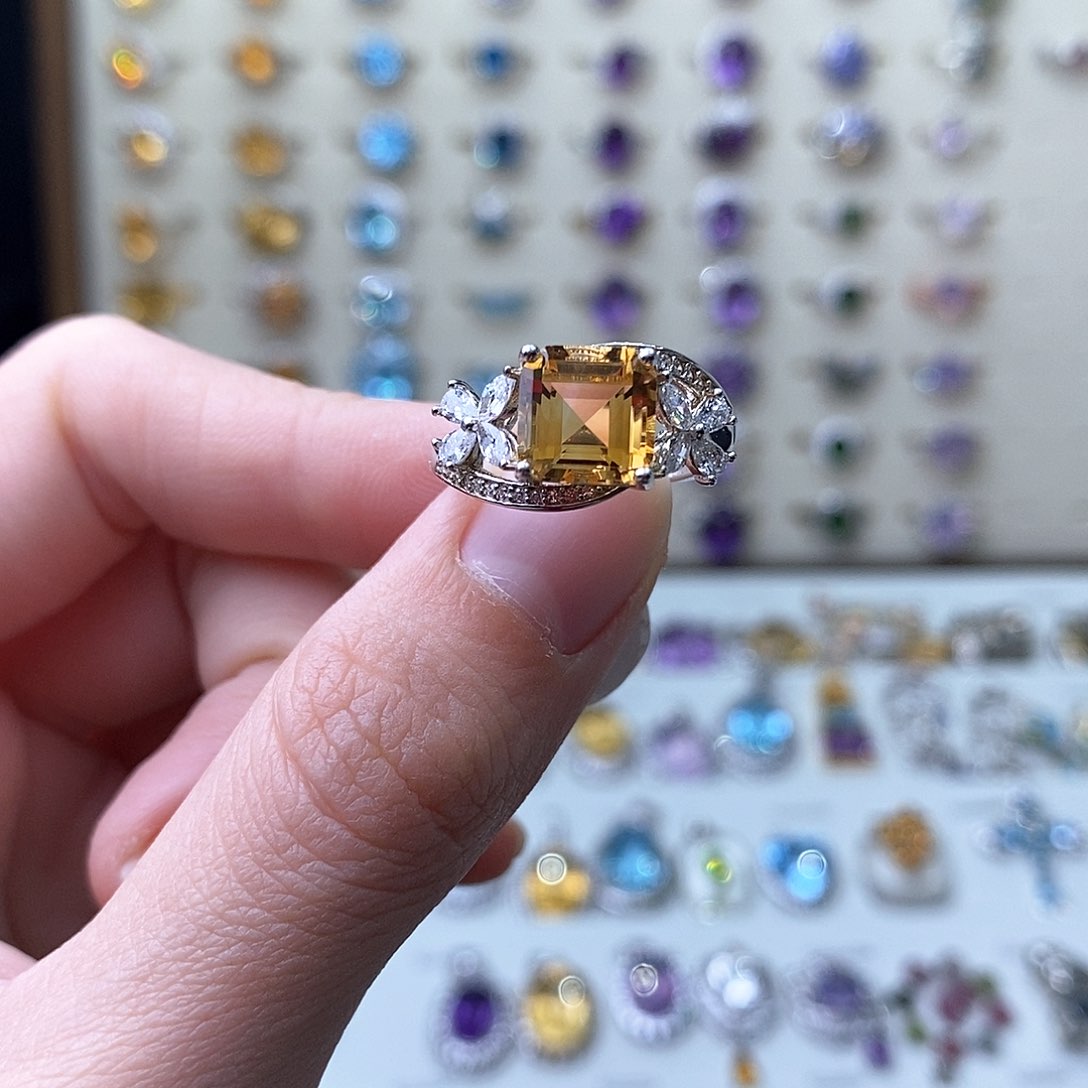 黄晶戒指银S925镶嵌（需要证书备注）