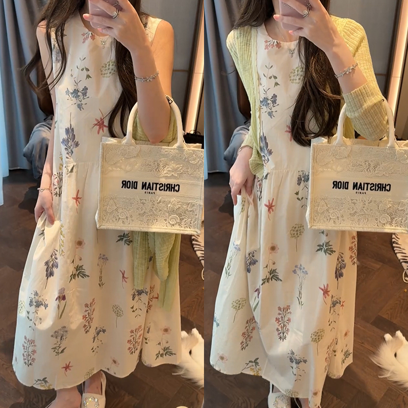 【mimius】&喵喵甜美碎花百搭无袖连衣裙+开衫 G03158