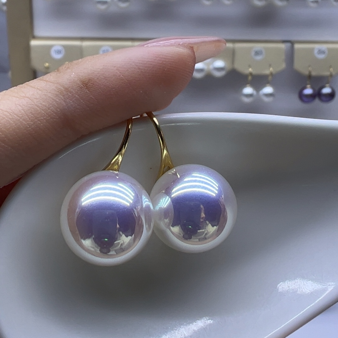 18K金镶嵌淡水珍珠耳饰