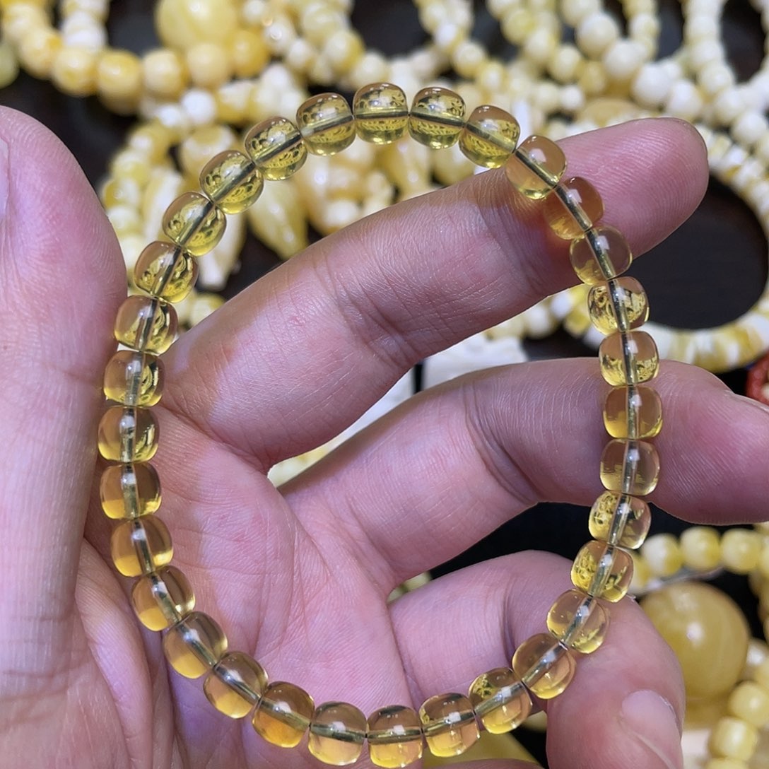 蓝珀手串未镶嵌6.5✖️6mm高庄蓝珀