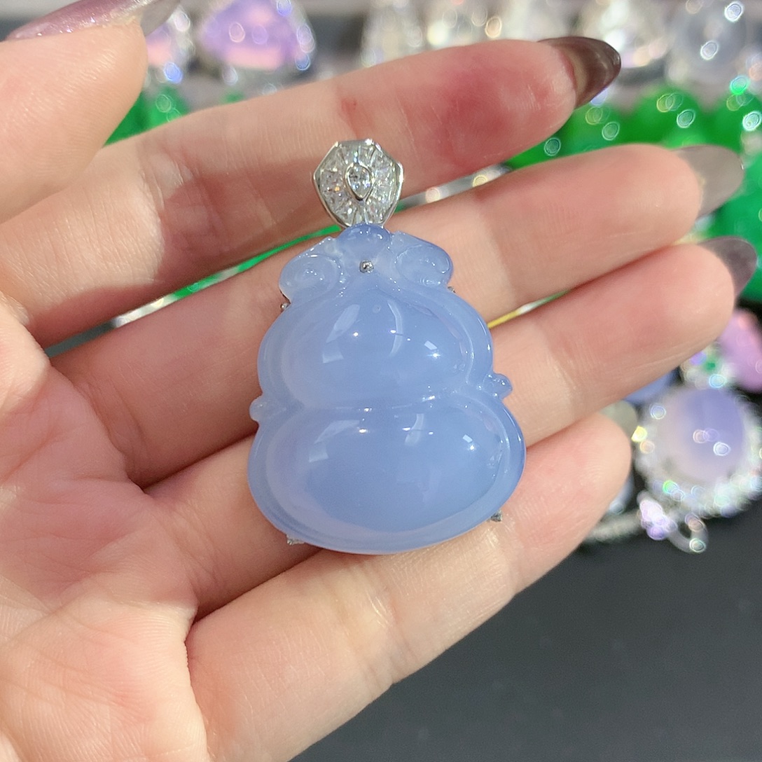 ****鲤吊坠925银锆石紫色葫芦