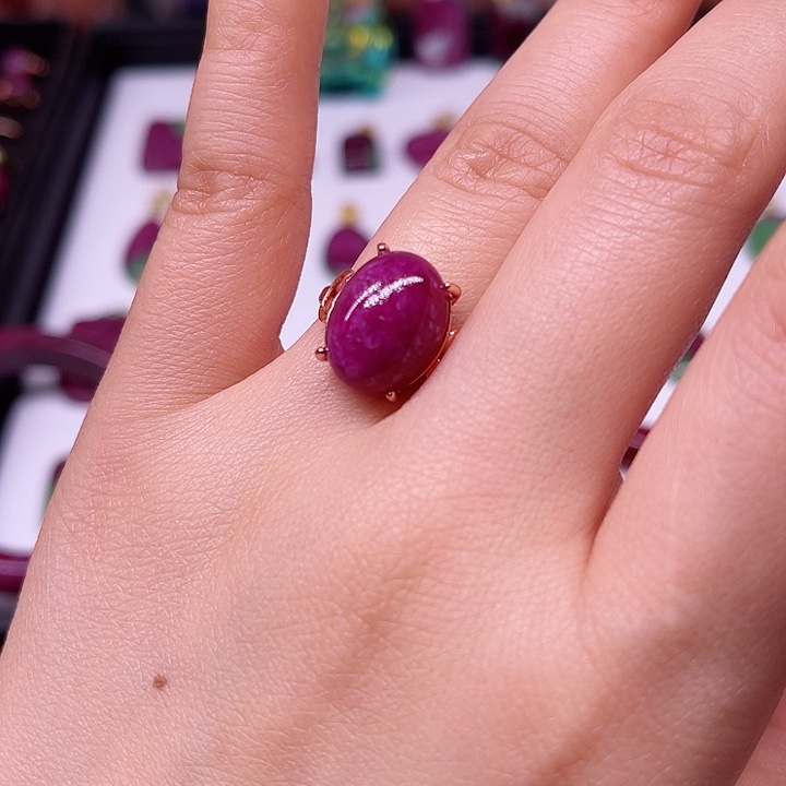 红宝石戒指银S925镶嵌