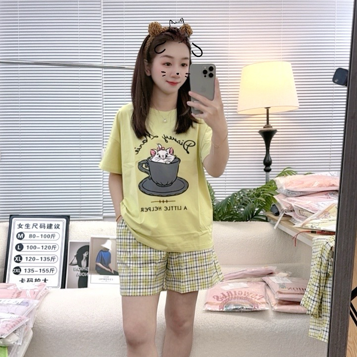 夏季爽棉女士（短袖短裤）柔软家居服休闲风