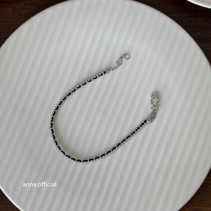 铜合金手链 网红款圆珠编织小黑绳手链【S296】