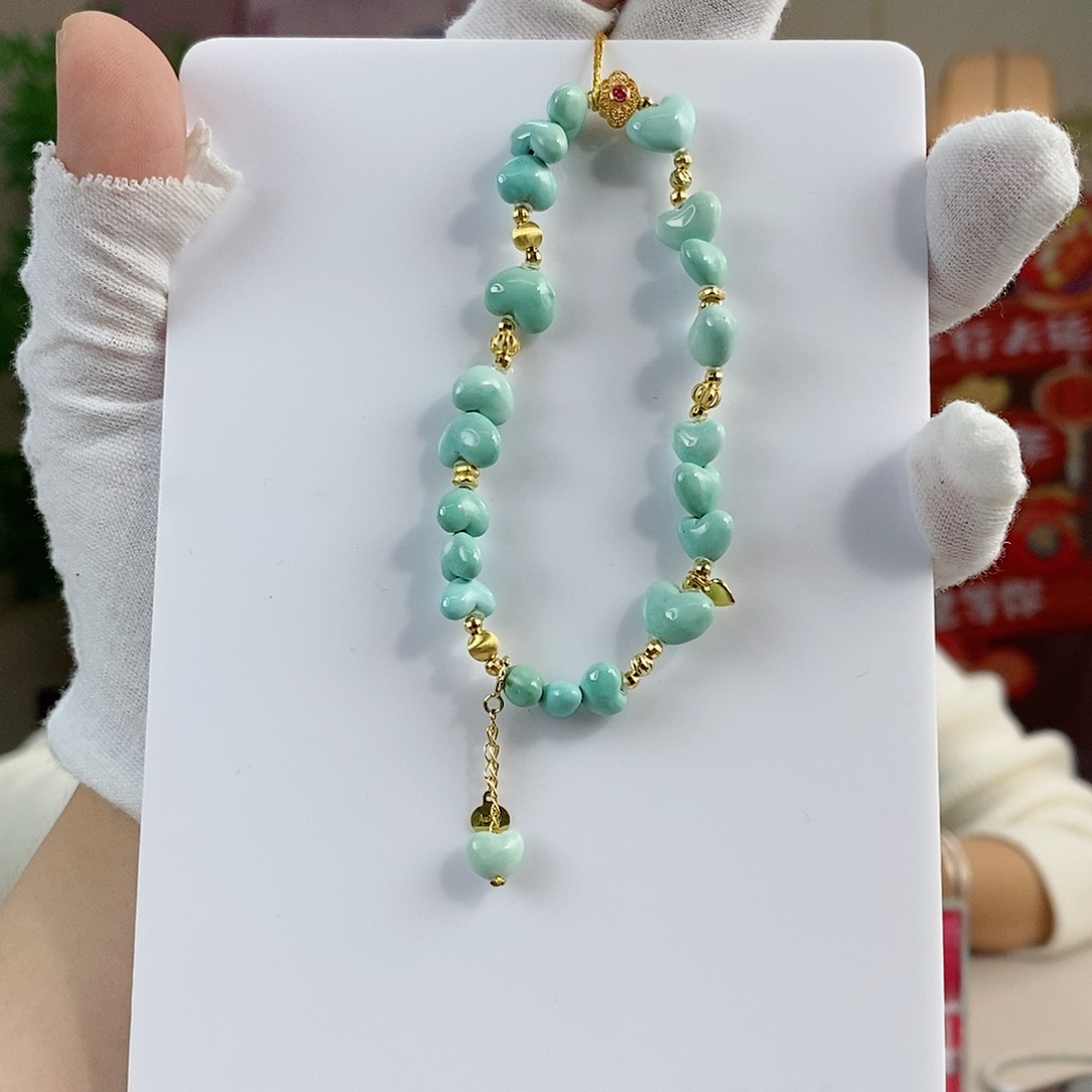 绿松石珠宝奇石18K金镶嵌