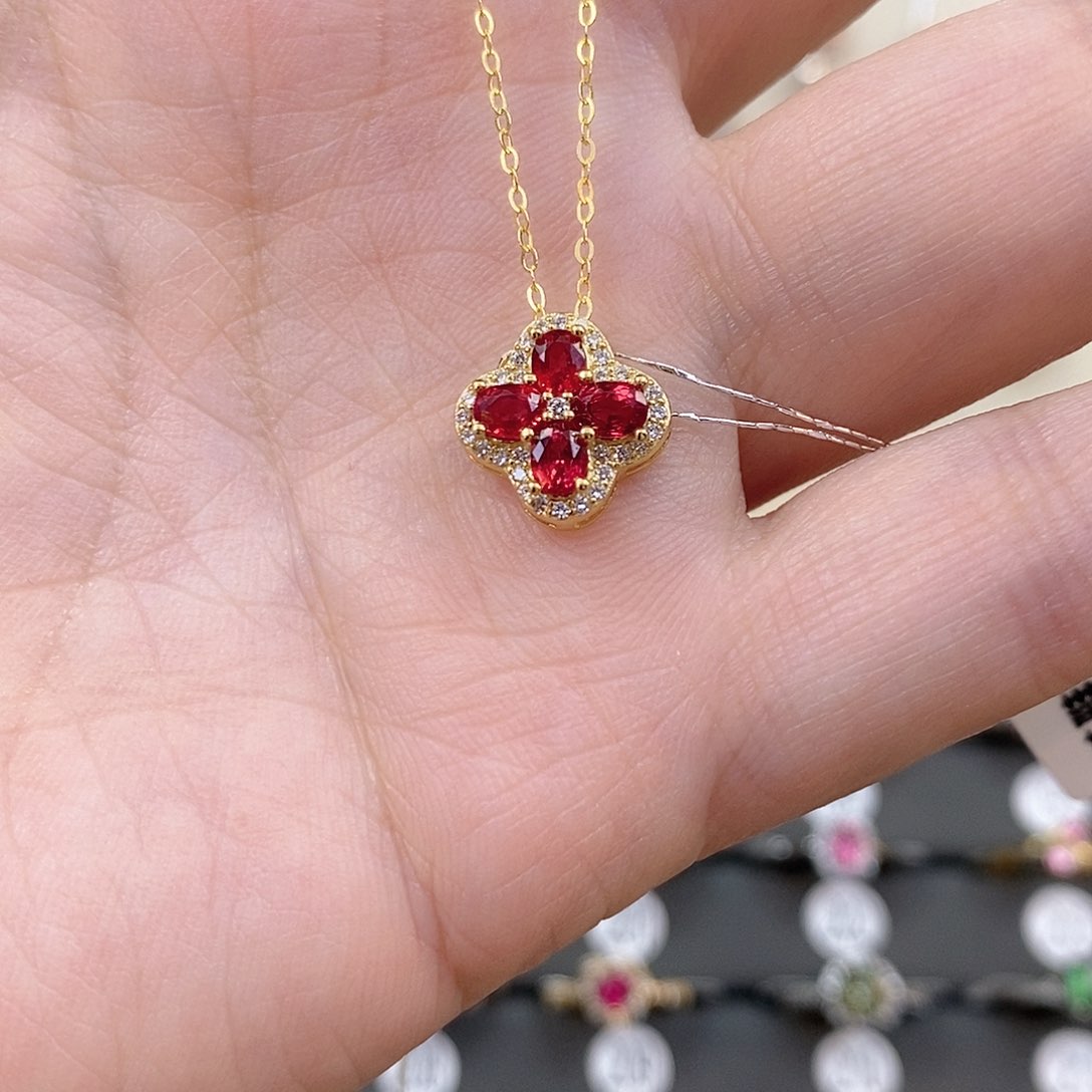 彩色蓝宝石吊坠(赠链)银S925镶嵌