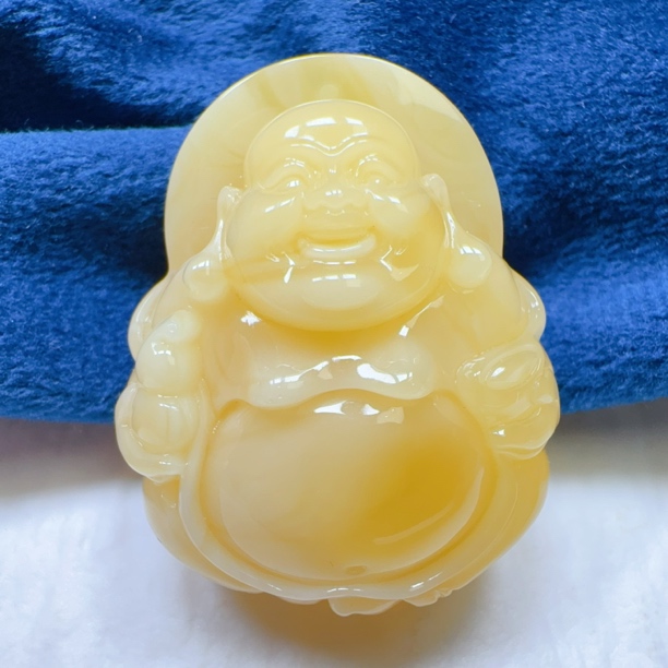 【伟伟鉴定】蜜蜡 佛公 吊坠37/39/17 精美大肚佛气质时尚