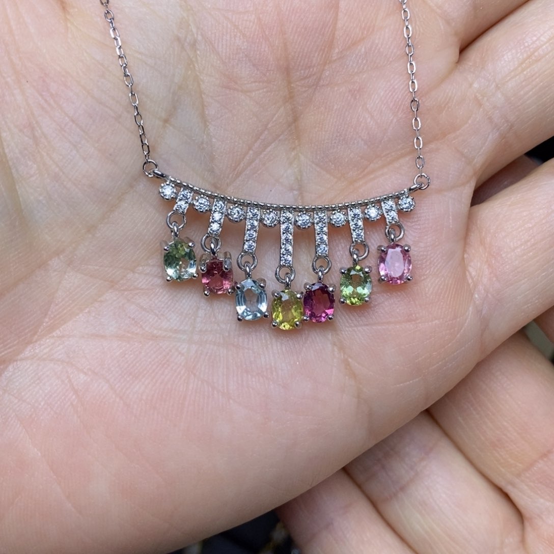 银S925镶嵌套链碧玺4✖️5