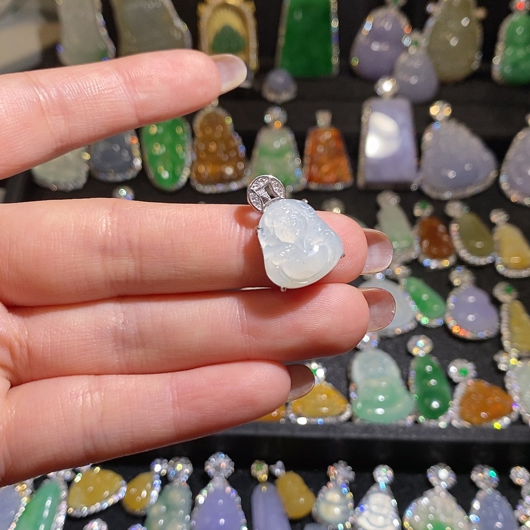 颈饰银S925镶嵌翡翠天然翡翠