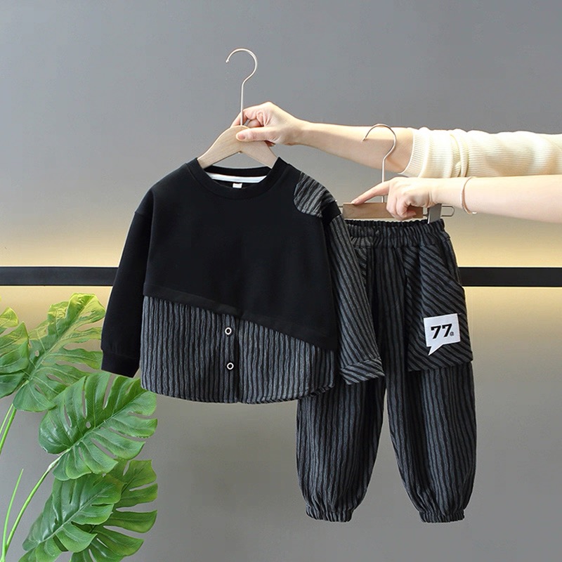 男童秋装套装酷帅服套装男孩春秋季两件套儿童装宝宝洋气休闲衣服