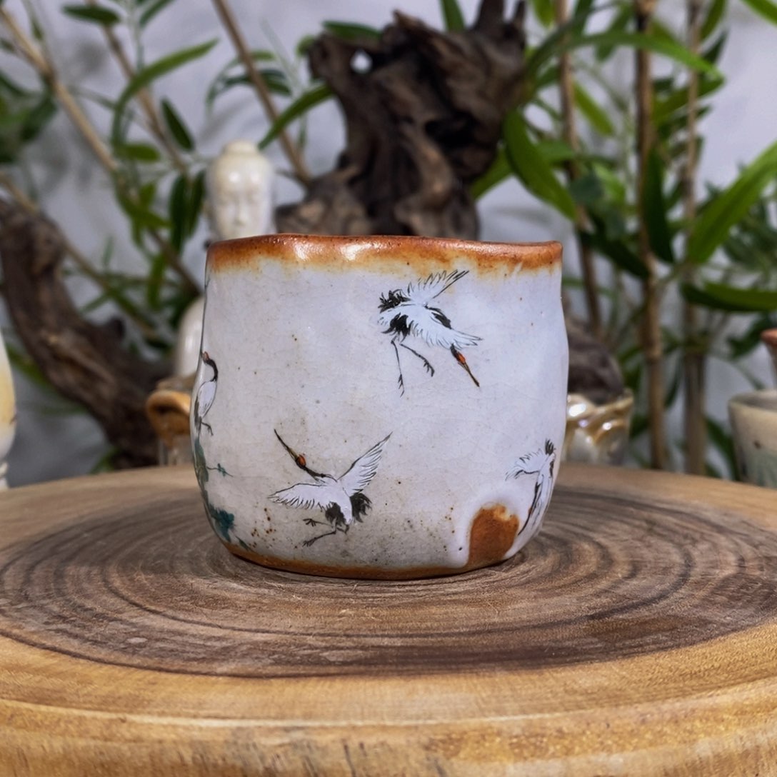 匠心窑柴烧手绘仙鹤
