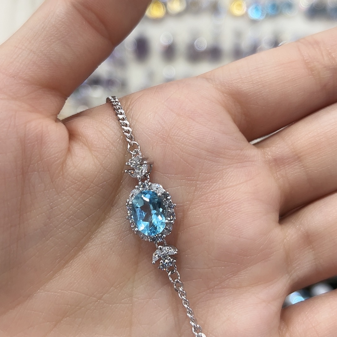 ****树手链托帕石银S925镶嵌