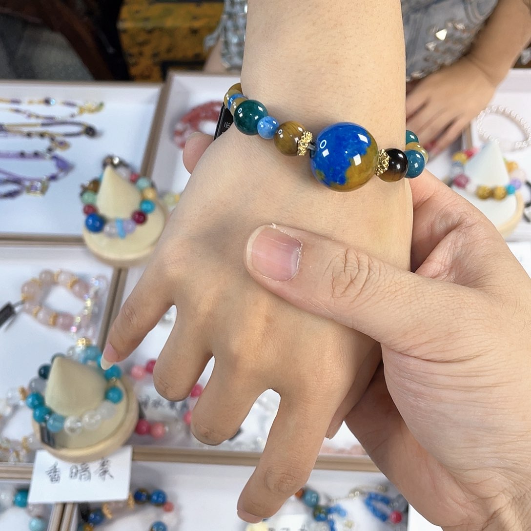 水晶手链银S925镀金镶嵌